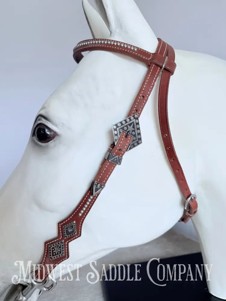 Star & Dot Leather Western Bridle with Tom Thumb Bit