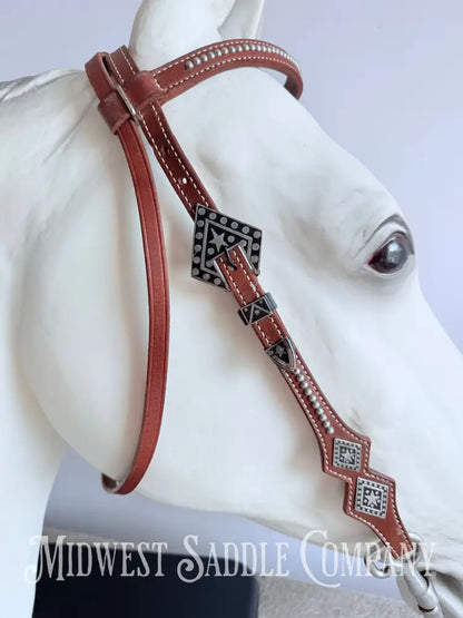 Star & Dot Leather Western Bridle with Tom Thumb Bit