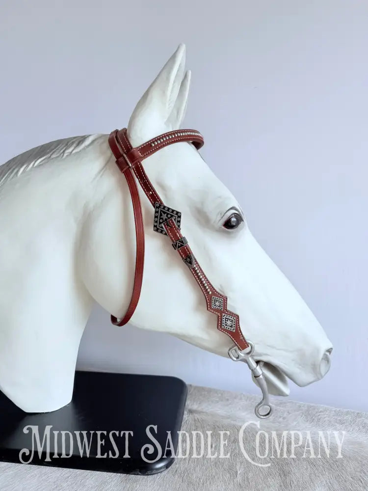 Star & Dot Leather Western Bridle with Tom Thumb Bit