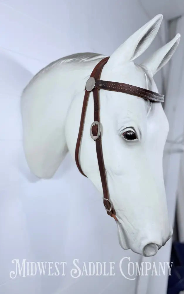 Stitched Leather Browband Western Headstall Cob Size - Bridles & Headstalls