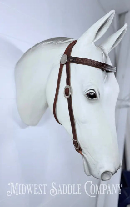 Stitched Leather Browband Western Headstall Cob Size - Bridles & Headstalls