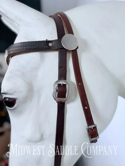 Stitched Leather Browband Western Headstall Cob Size - Bridles & Headstalls