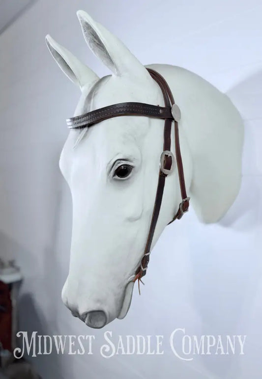Stitched Leather Browband Western Headstall Cob Size - Bridles & Headstalls