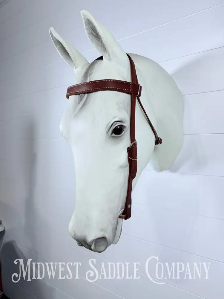 Stitched Leather Browband Western Headstall Full Horse Size - Bridles & Headstalls