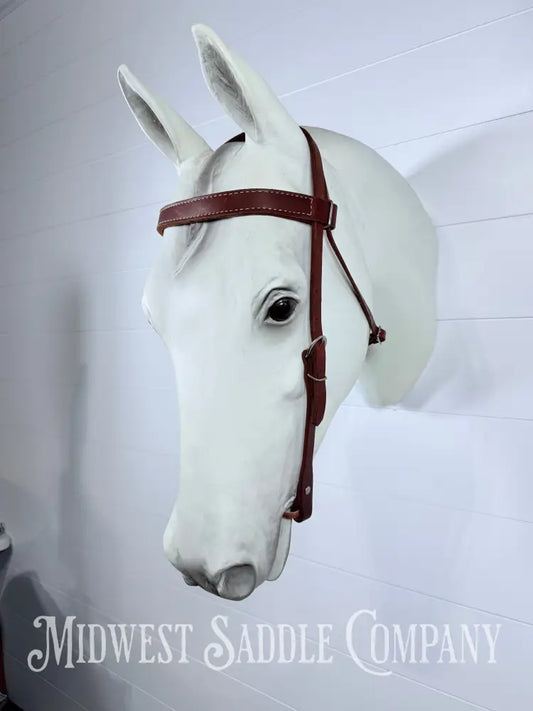 Stitched Leather Browband Western Headstall Full Horse Size - Bridles & Headstalls