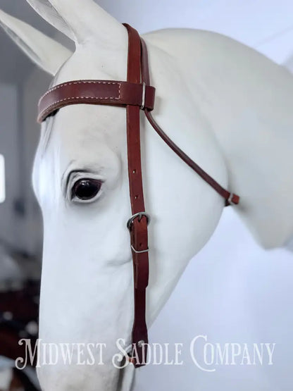 Stitched Leather Browband Western Headstall Full Horse Size - Bridles & Headstalls