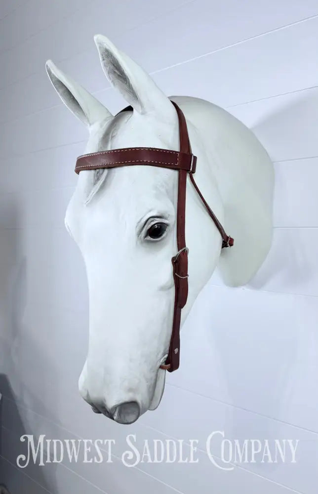 Stitched Leather Browband Western Headstall Full Horse Size - Bridles & Headstalls