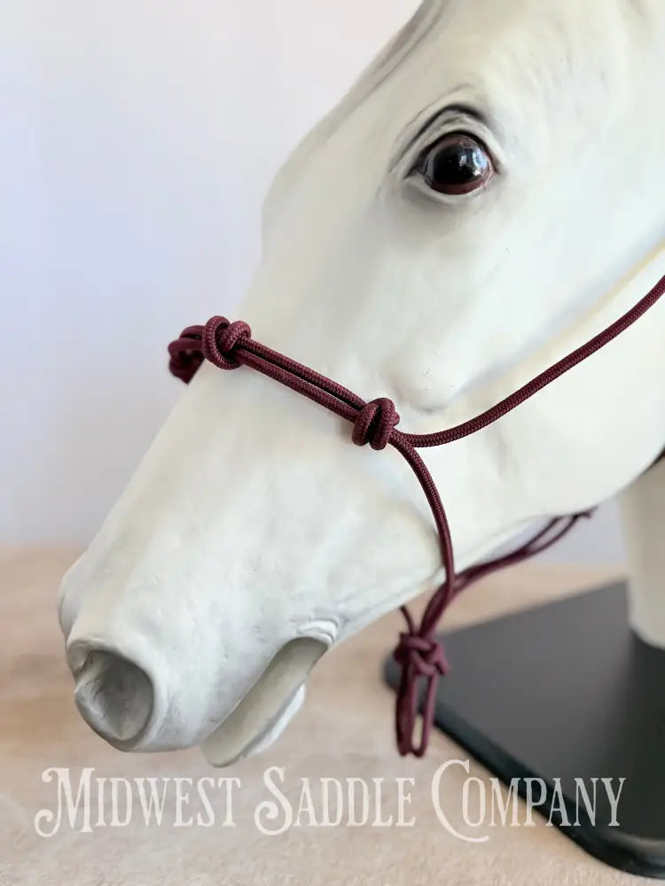 Sundance Rope Halters Training Halter 4 Knots Maroon - Full Horse Size Halter