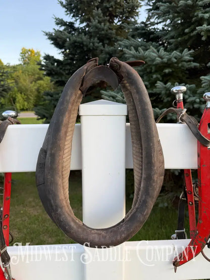 Team Leather Pulling Harnesses with Collars Large Pony / Light Horse Size 19” Red Hames - Driving Harness