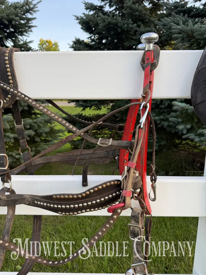 Team Leather Pulling Harnesses with Collars Large Pony / Light Horse Size 19” Red Hames - Driving Harness