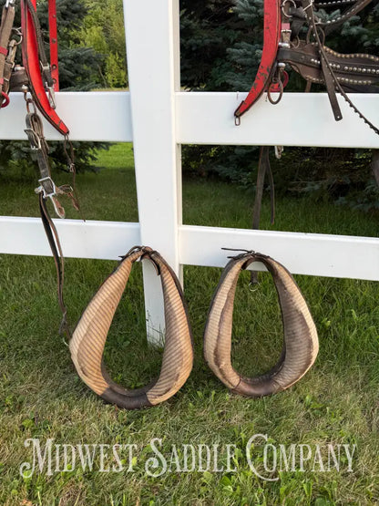 Team Leather Pulling Harnesses with Collars Large Pony / Light Horse Size 19” Red Hames - Driving Harness