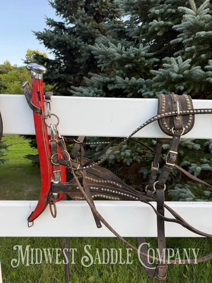 Team Leather Pulling Harnesses with Collars Large Pony / Light Horse Size 19” Red Hames - Driving Harness