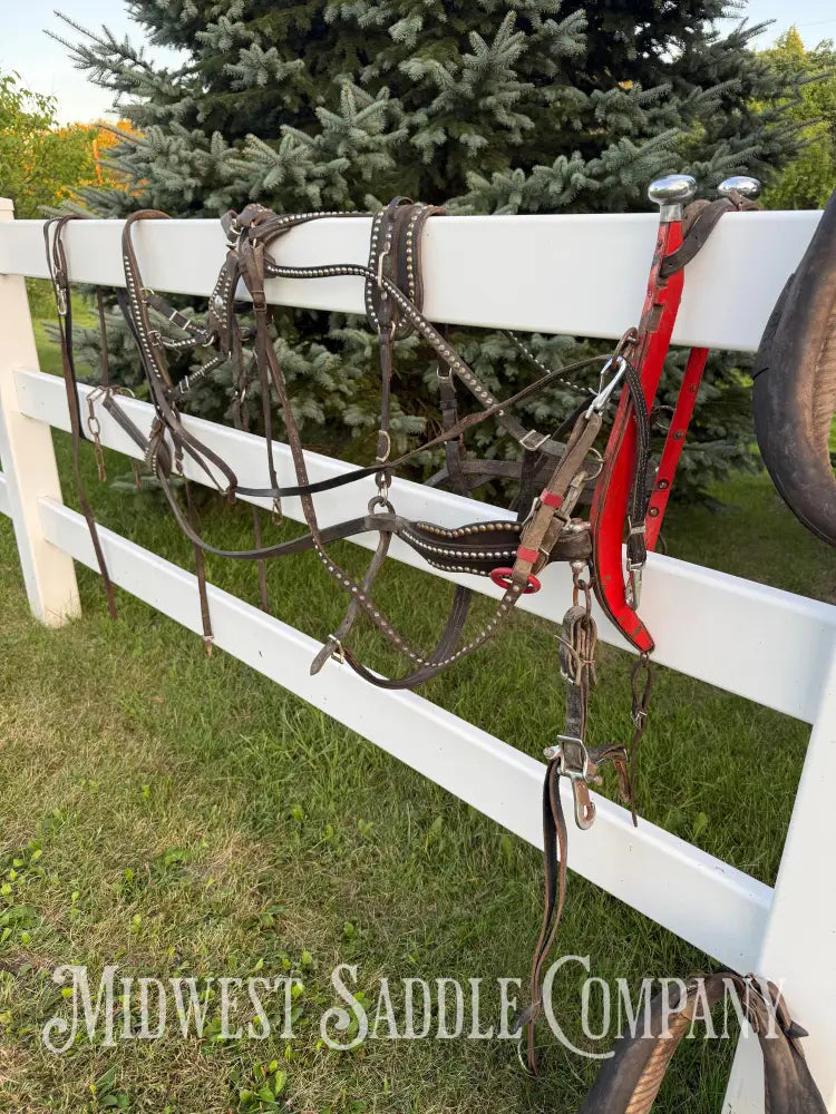 Team Leather Pulling Harnesses with Collars Large Pony / Light Horse Size 19” Red Hames - Driving Harness
