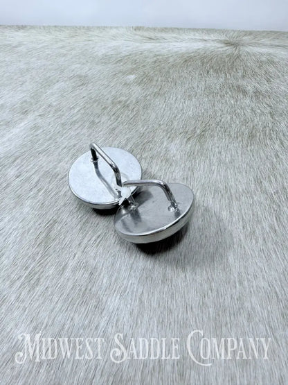 Vintage Blue Horse Head Portrait Bridle Rosettes Set of 2 Conchos