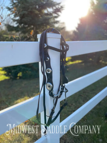 Vintage Oversized Silver Concho Horse Parade Bridle with Curb Bit & Reins Bridles & Headstalls