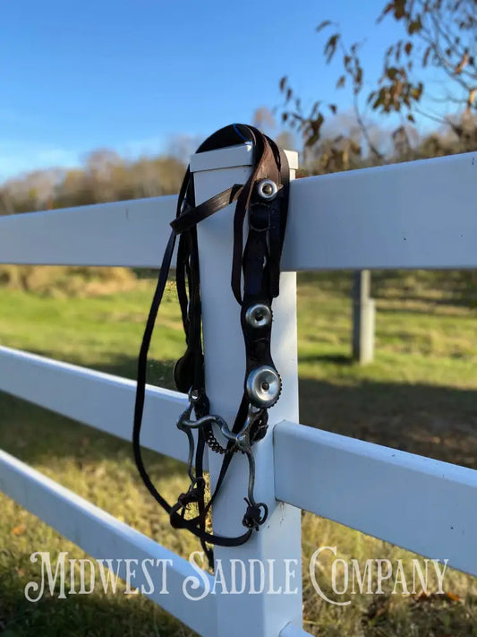 Vintage Oversized Silver Concho Horse Parade Bridle with Curb Bit & Reins Bridles & Headstalls
