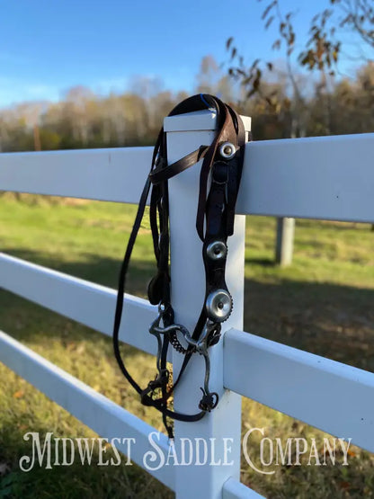 Vintage Oversized Silver Concho Horse Parade Bridle with Curb Bit & Reins Bridles & Headstalls