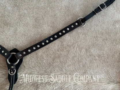 Vintage Pony Studded Dot Leather Breast Collar Breast Collar
