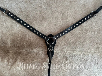 Vintage Pony Studded Dot Leather Breast Collar Breast Collar