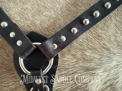Vintage Pony Studded Dot Leather Breast Collar Breast Collar