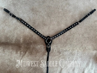 Vintage Pony Studded Dot Leather Breast Collar Breast Collar