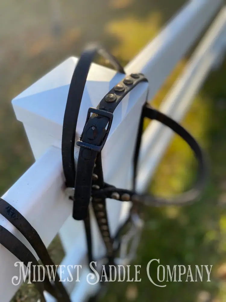 Vintage Studded Dot Pony Bridle with Leather Split Reins Bridles & Headstalls