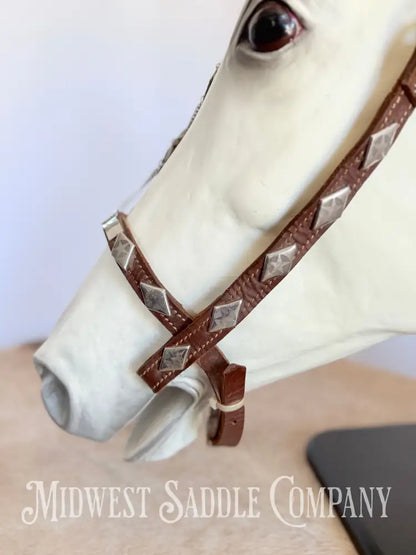 Vintage Western Cowboy Parade Headstall Chrome Diamonds & Stars Portuguese Style Bridles & Headstalls