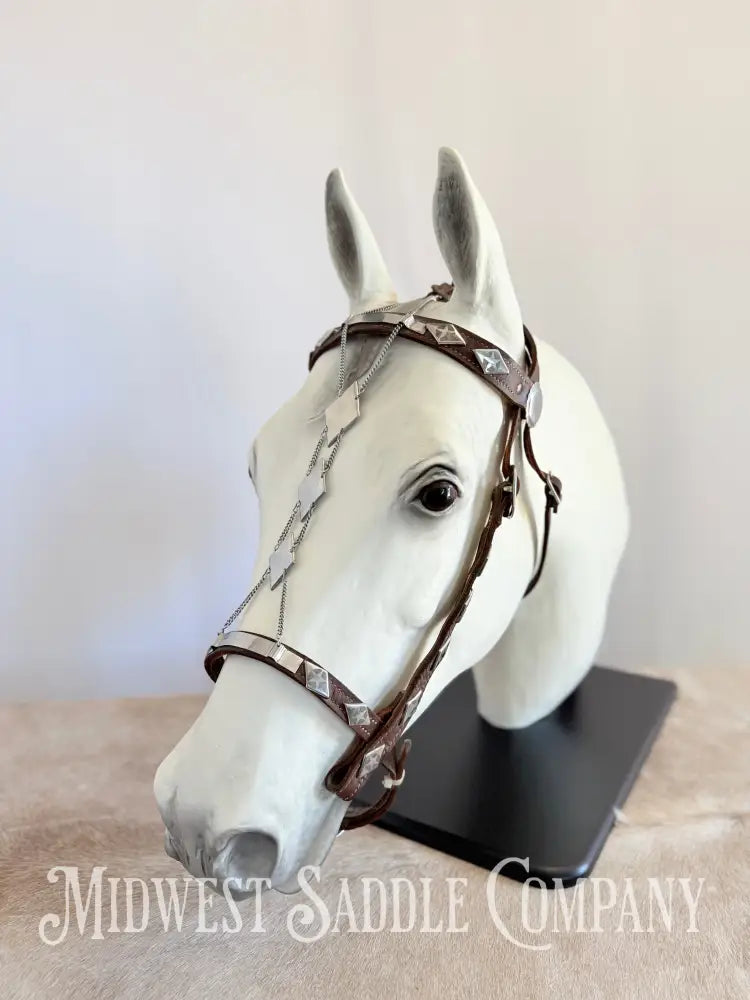 Vintage Western Cowboy Parade Headstall Chrome Diamonds & Stars Portuguese Style Bridles & Headstalls