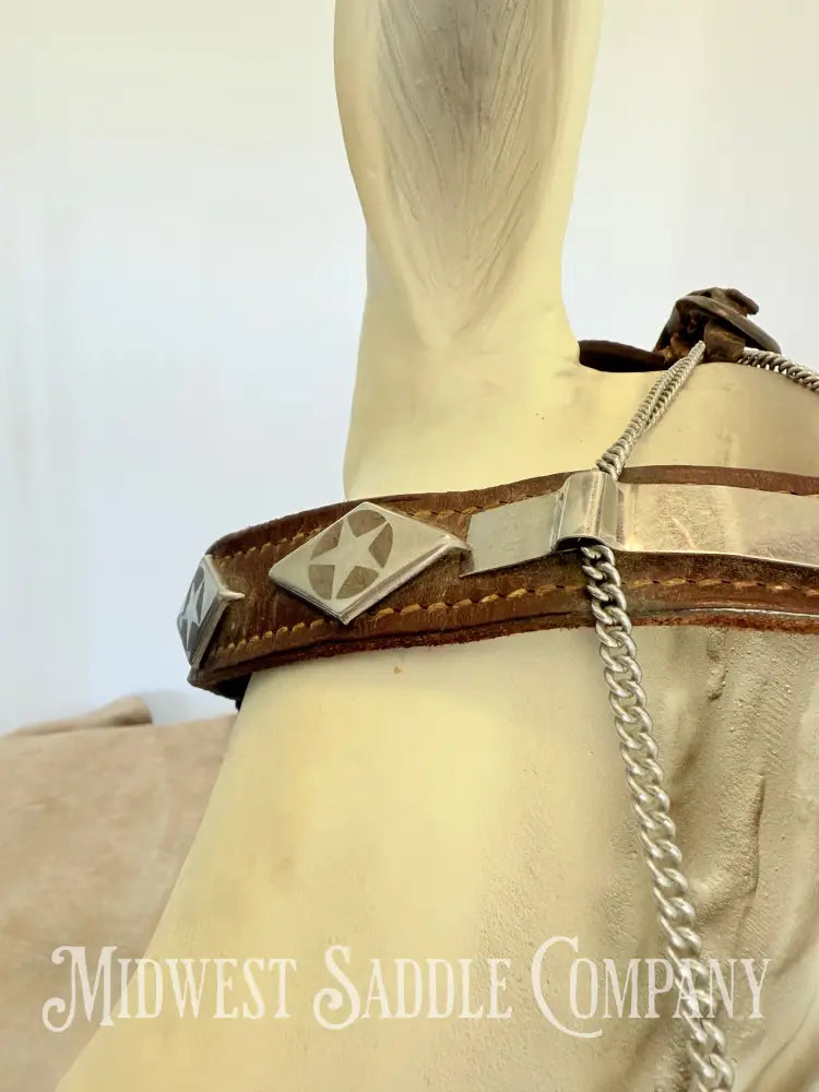 Vintage Western Cowboy Parade Headstall Chrome Diamonds & Stars Portuguese Style Bridles & Headstalls