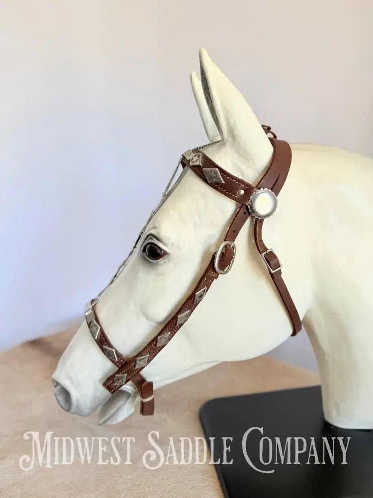 Vintage Western Cowboy Parade Headstall Chrome Diamonds & Stars Portuguese Style Bridles & Headstalls