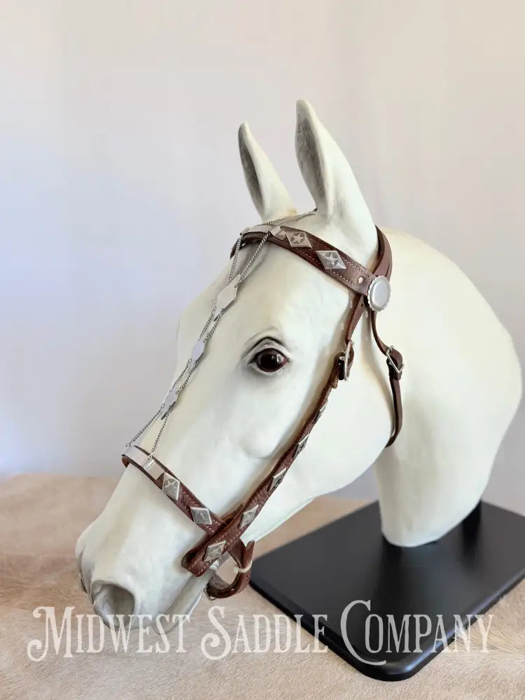 Vintage Western Cowboy Parade Headstall Chrome Diamonds & Stars Portuguese Style Bridles & Headstalls