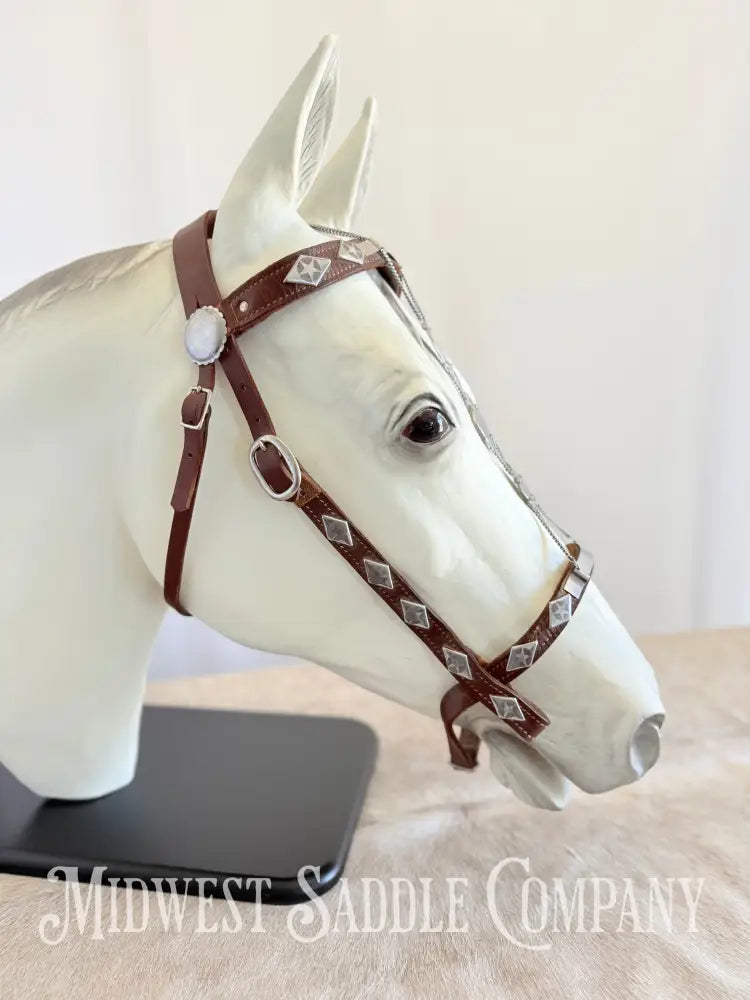 Vintage Western Cowboy Parade Headstall Chrome Diamonds & Stars Portuguese Style Bridles & Headstalls