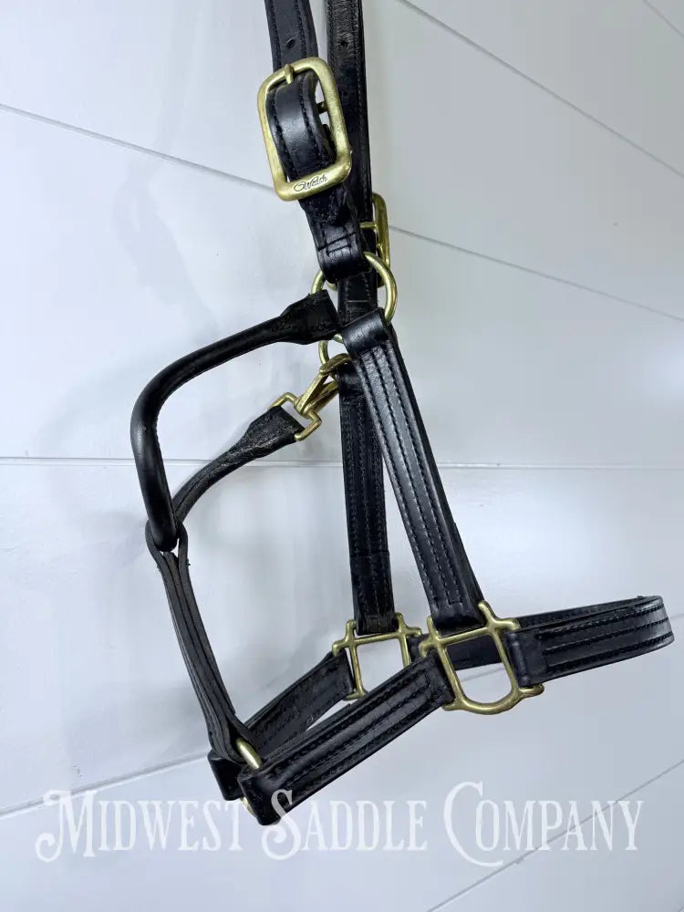 Walsh 1” Triple Stitched Leather Halter Havana Throat Snap Cob Size - Halter