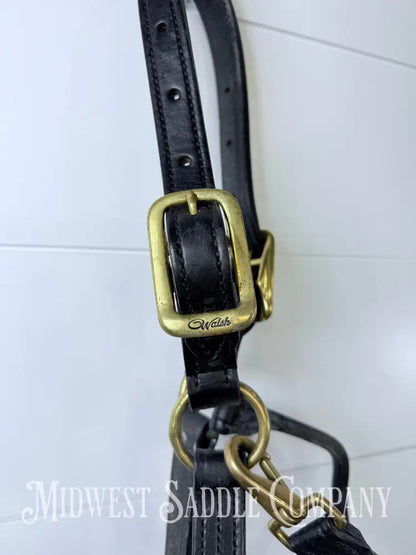 Walsh 1” Triple Stitched Leather Halter Havana Throat Snap Cob Size - Halter