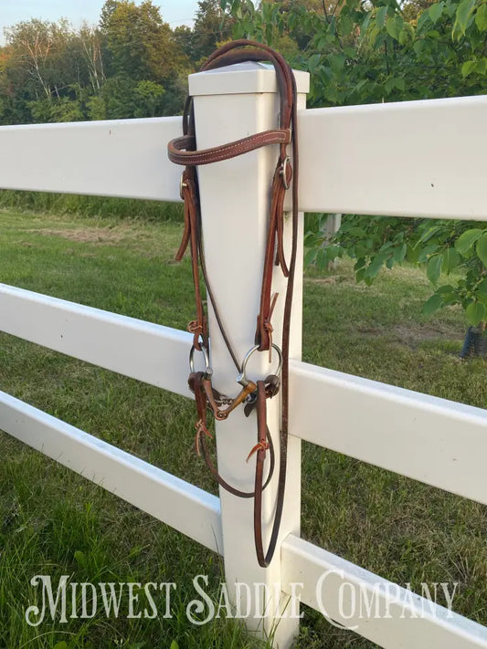 Weaver Leather Working Tack Horse Bridle Copper Ring Snaffle Bit Roper Reins Bridles & Headstalls