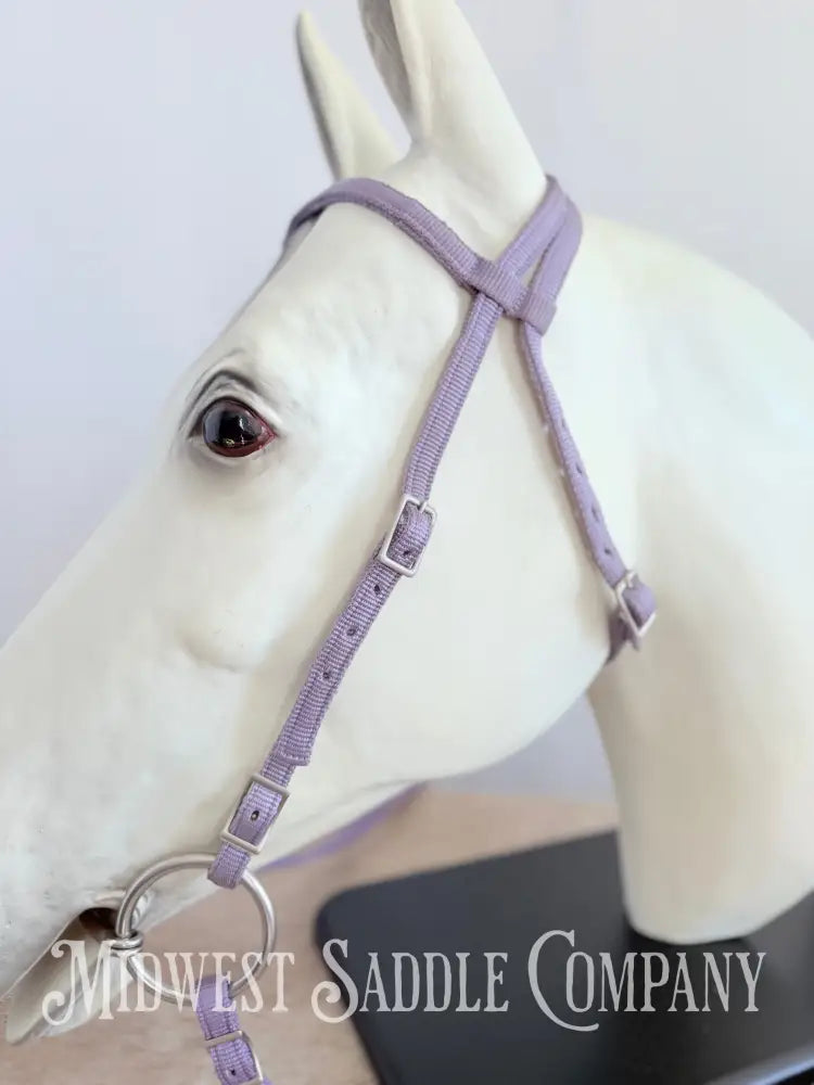 Weaver Nylon Browband Headstall and Split Reins Lavender Purple - Large Horse Size Bridles & Headstalls