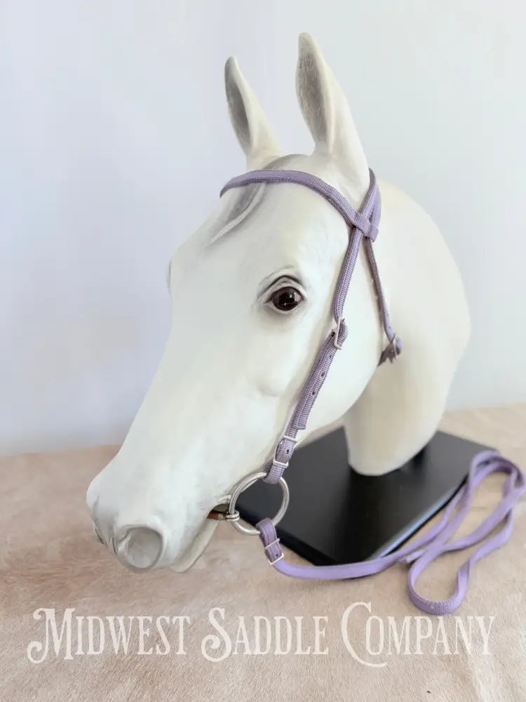 Weaver Nylon Browband Headstall and Split Reins Lavender Purple - Large Horse Size Bridles & Headstalls