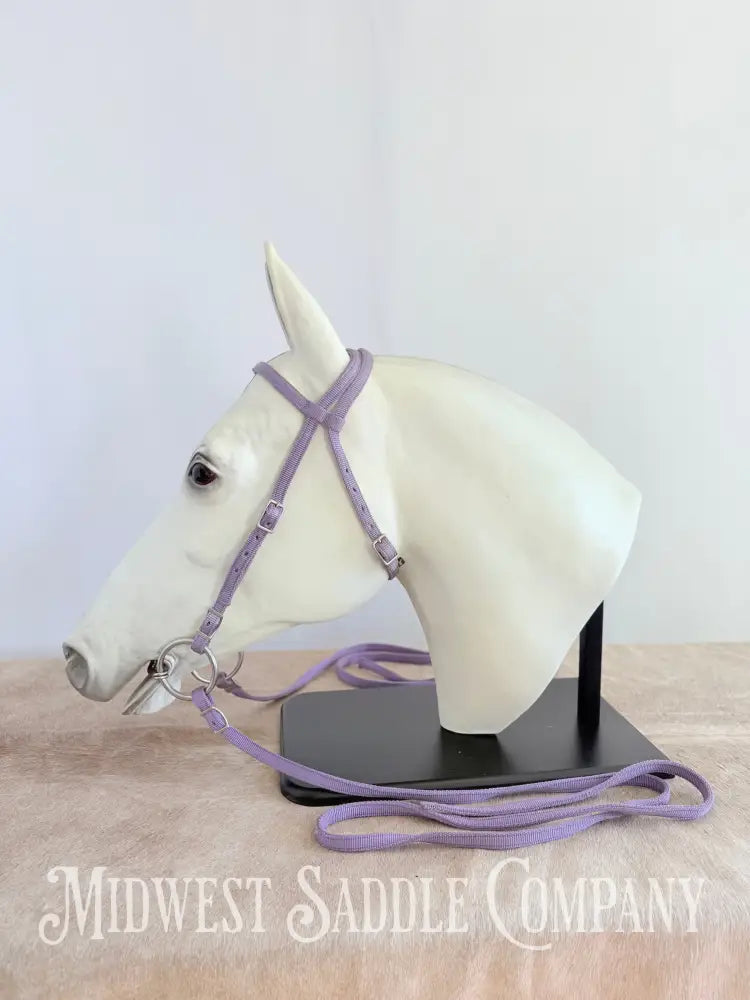 Weaver Nylon Browband Headstall and Split Reins Lavender Purple - Large Horse Size Bridles & Headstalls