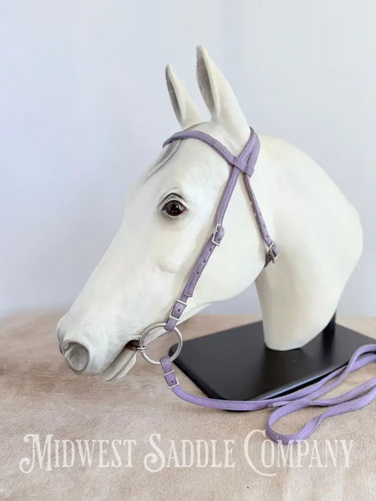 Weaver Nylon Browband Headstall and Split Reins Lavender Purple - Large Horse Size Bridles & Headstalls