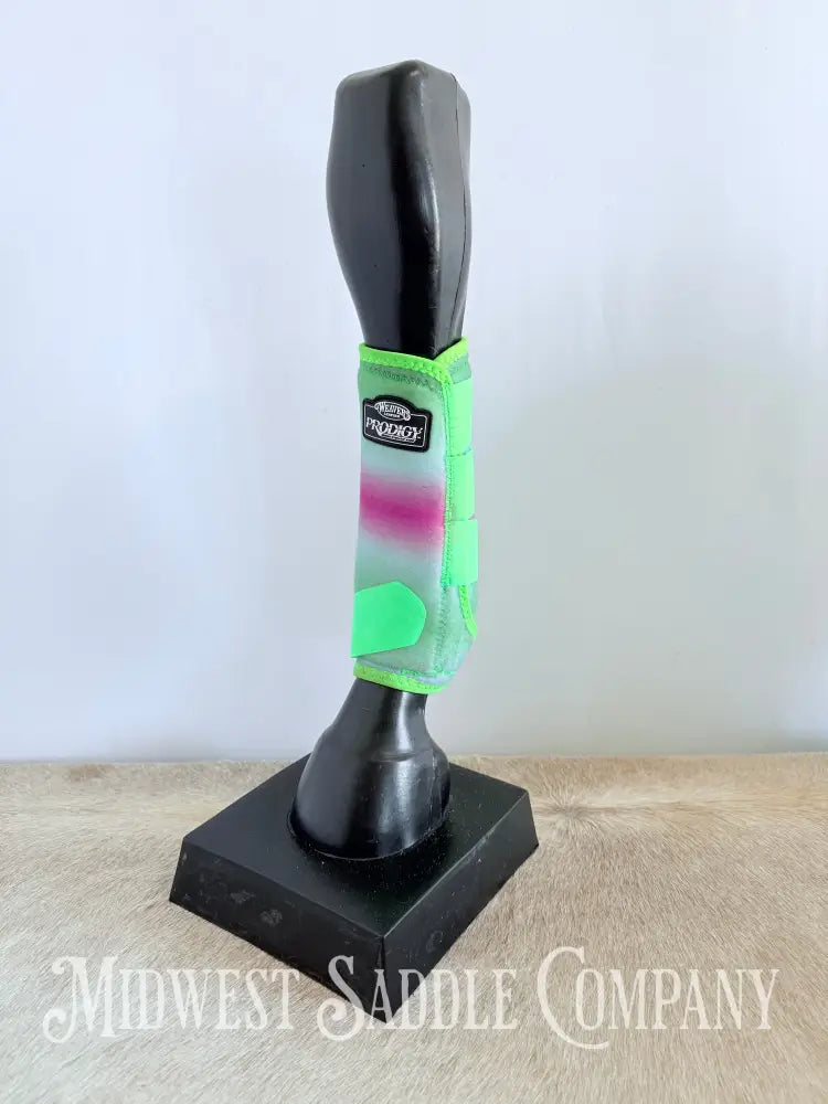 Weaver Prodigy Pink/Green Ombre Western Sports Medicine Impact Boots Front 2-Pack - Size Large Horse Boots