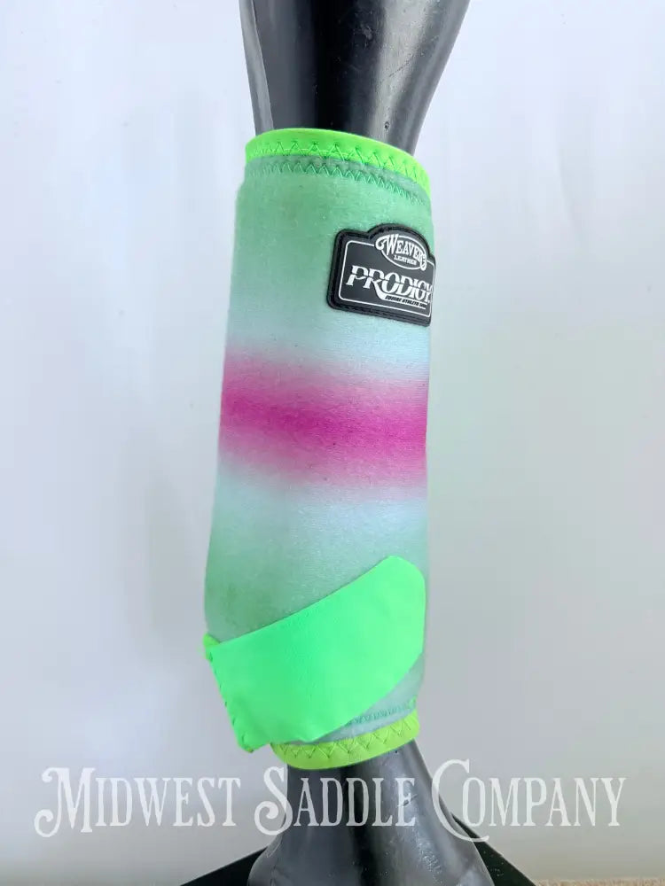 Weaver Prodigy Pink/Green Ombre Western Sports Medicine Impact Boots Front 2-Pack - Size Large Horse Boots
