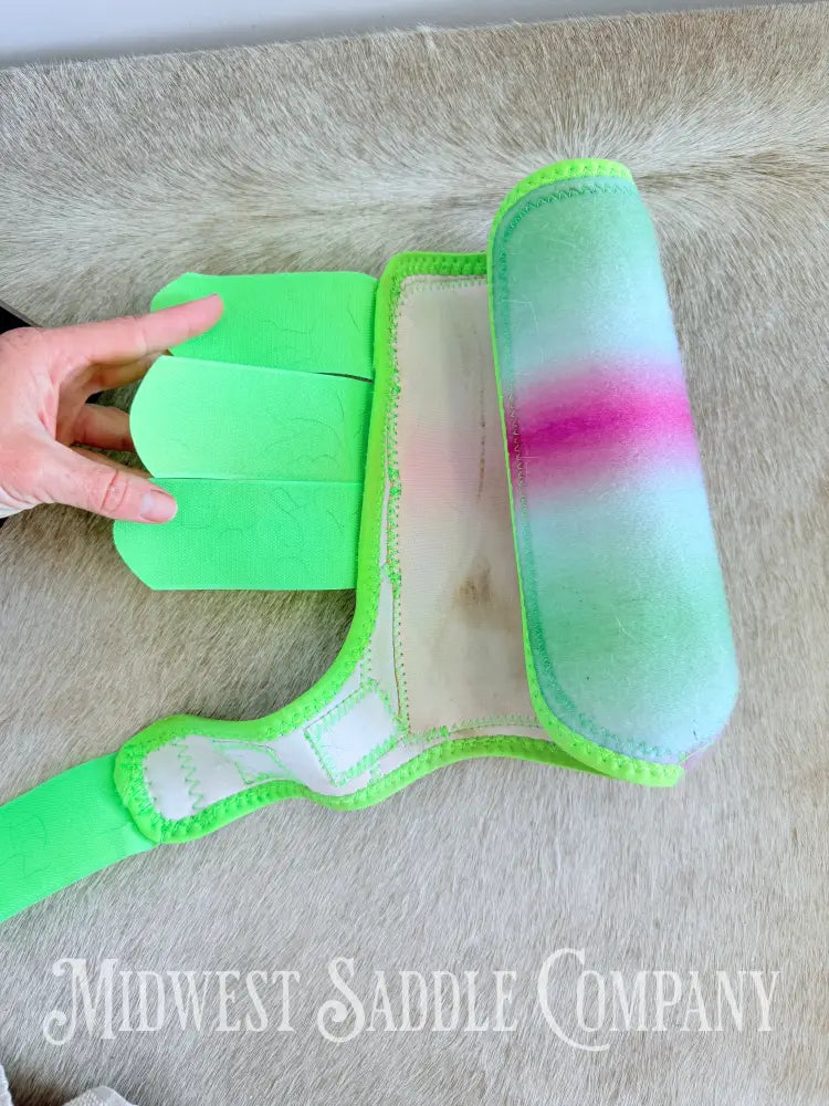 Weaver Prodigy Pink/Green Ombre Western Sports Medicine Impact Boots Front 2-Pack - Size Large Horse Boots