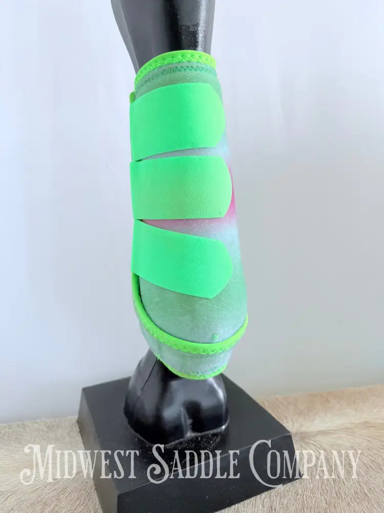 Weaver Prodigy Pink/Green Ombre Western Sports Medicine Impact Boots Front 2-Pack - Size Large Horse Boots