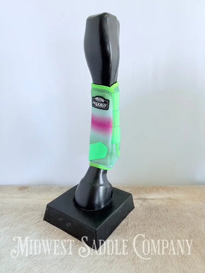 Weaver Prodigy Pink/Green Ombre Western Sports Medicine Impact Boots Front 2-Pack - Size Large Horse Boots