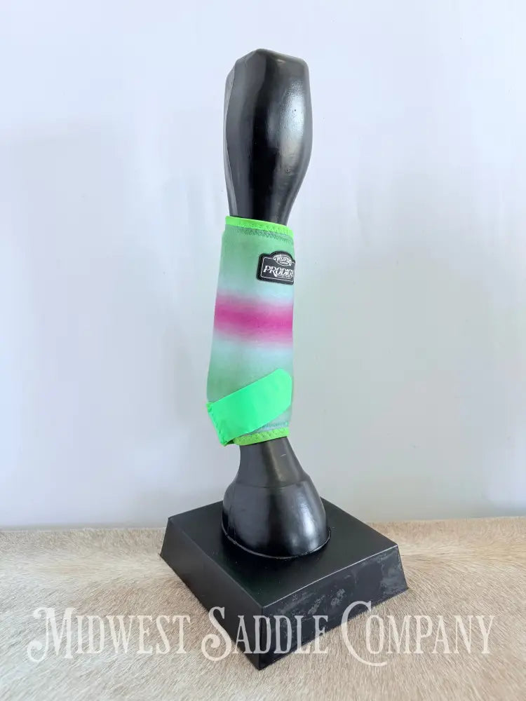 Weaver Prodigy Pink/Green Ombre Western Sports Medicine Impact Boots Front 2-Pack - Size Large Horse Boots