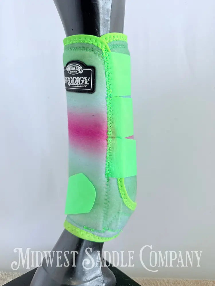 Weaver Prodigy Pink/Green Ombre Western Sports Medicine Impact Boots Front 2-Pack - Size Large Horse Boots