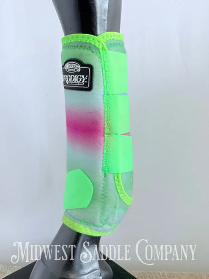 Weaver Prodigy Pink/Green Ombre Western Sports Medicine Impact Boots Front 2-Pack - Size Large Horse Boots