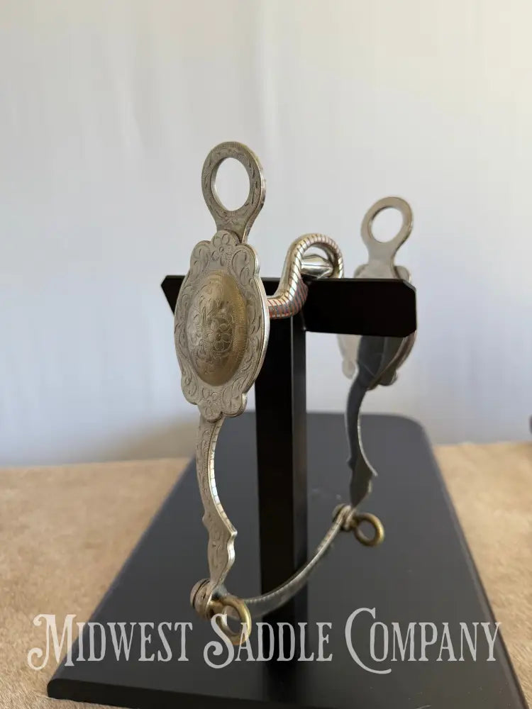 Western Arabian Show Horse Engraved Frogmouth Port Bit with Roller Copper Inlay Bit