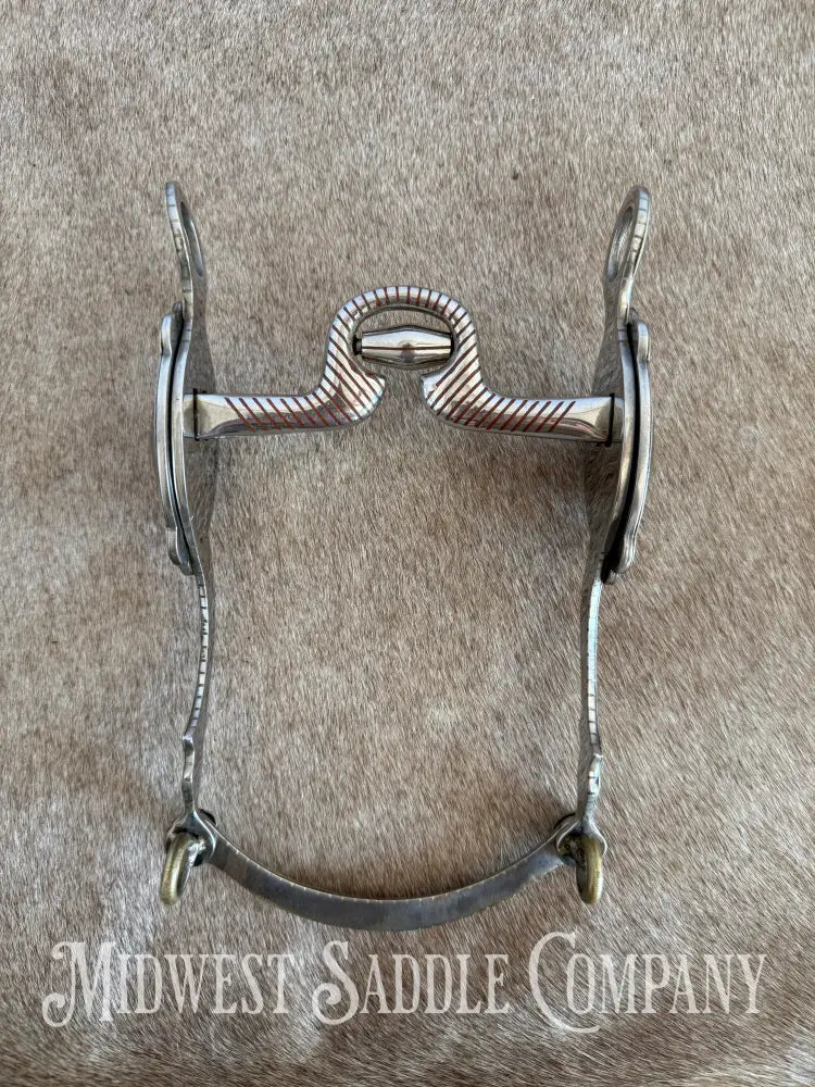 Western Arabian Show Horse Engraved Frogmouth Port Bit with Roller Copper Inlay Bit