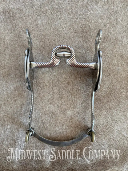 Western Arabian Show Horse Engraved Frogmouth Port Bit with Roller Copper Inlay Bit